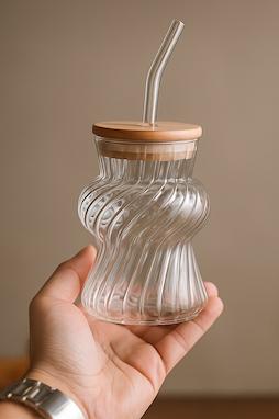 لیوان اسموتی پیرکس با درب بامبو | خرید از نامارا